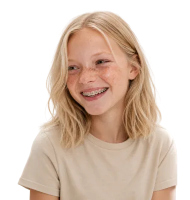 Enfant portant un appareil dentaire